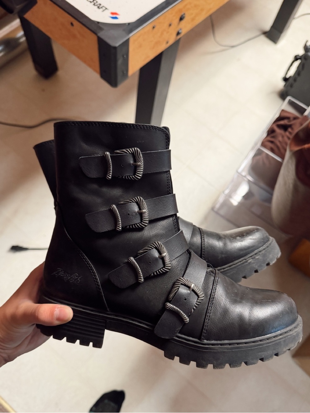Blowfish Black Strap Buckle Combat Boots